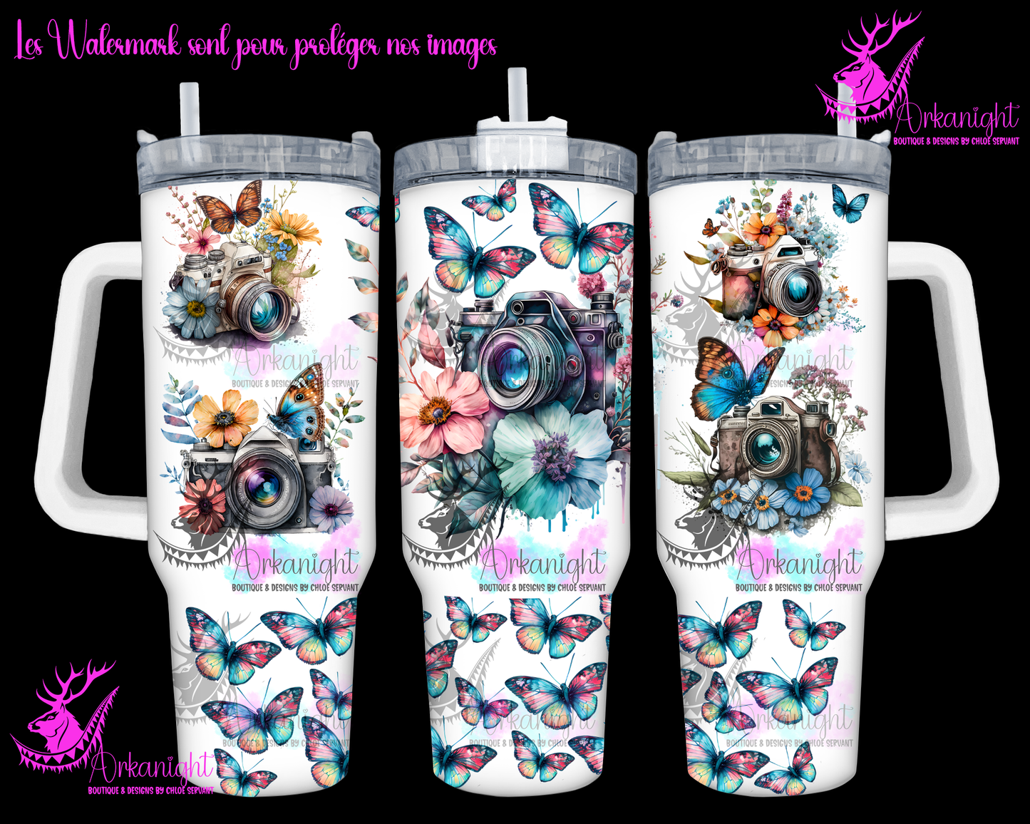 Gourde 40 oz sur commande - Caméra & Butterfly