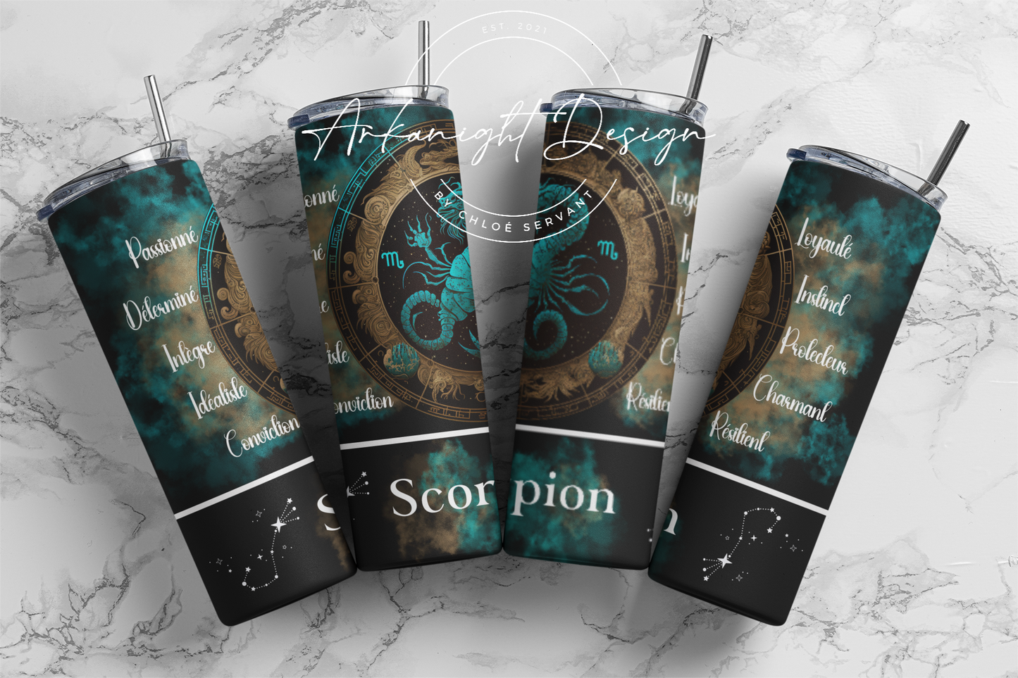 Gourde - Scorpion - Français - Noir