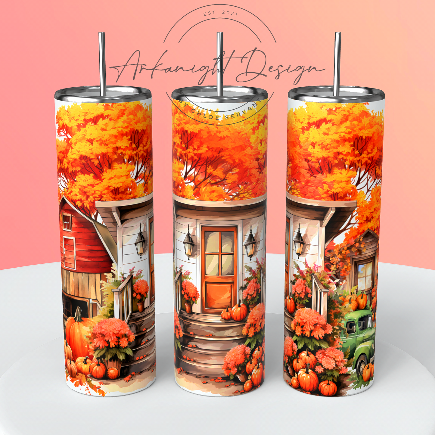 Autumn home with Green Truck