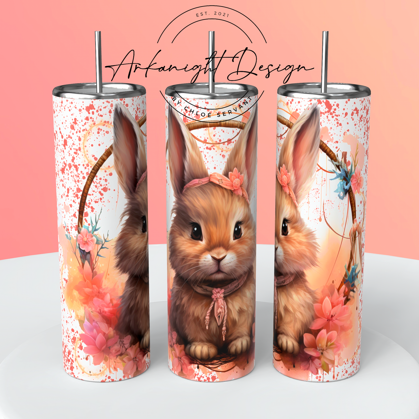 Gourde sur commande - Watercolor Boho Ginger Dwarf Netherland Rabbit