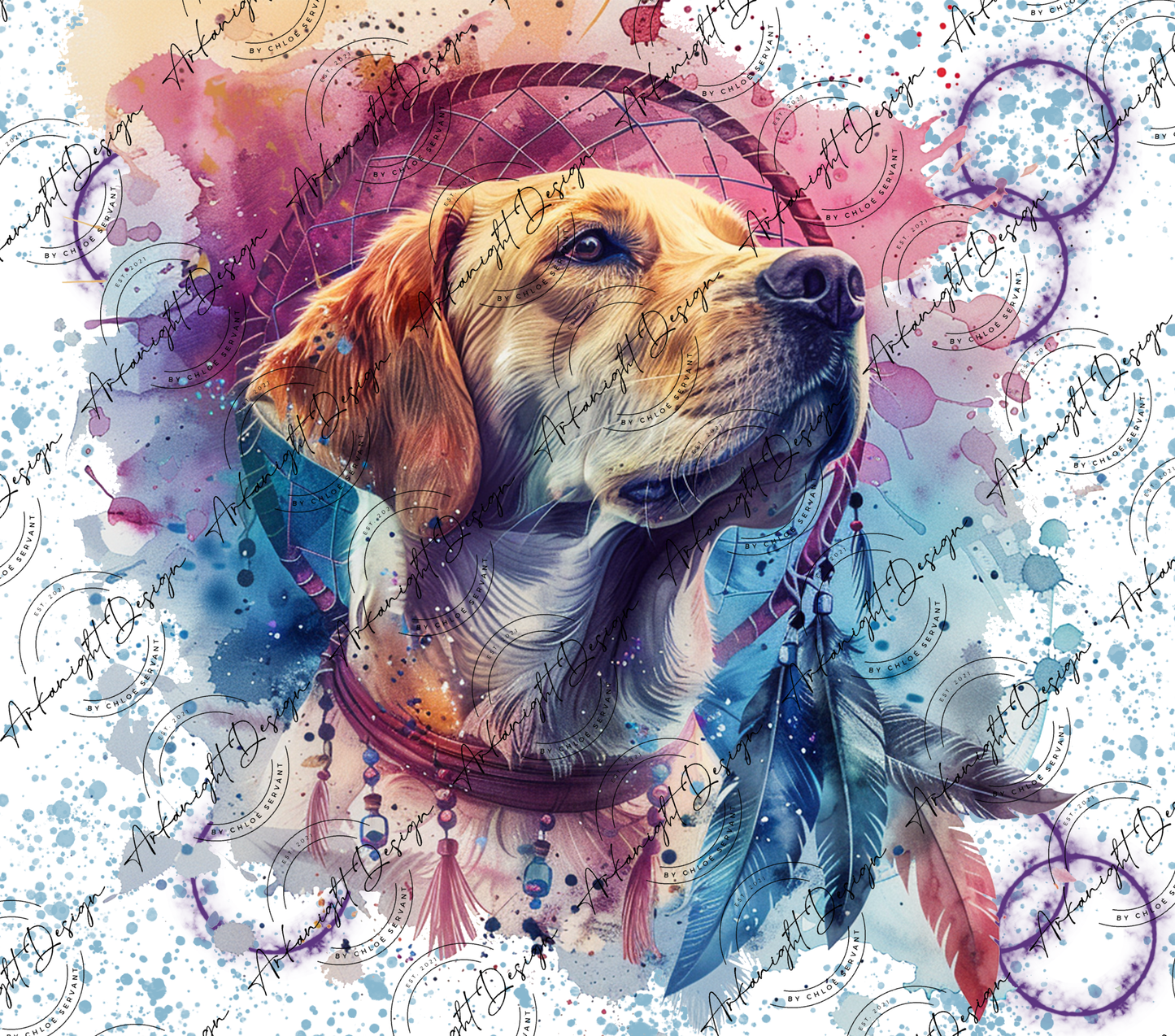 Numérique - Watercolor Boho Blond Labrador