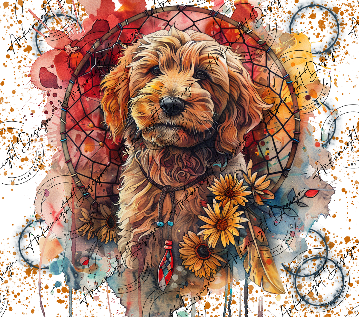 Numérique - Watercolor Boho Goldendoodle