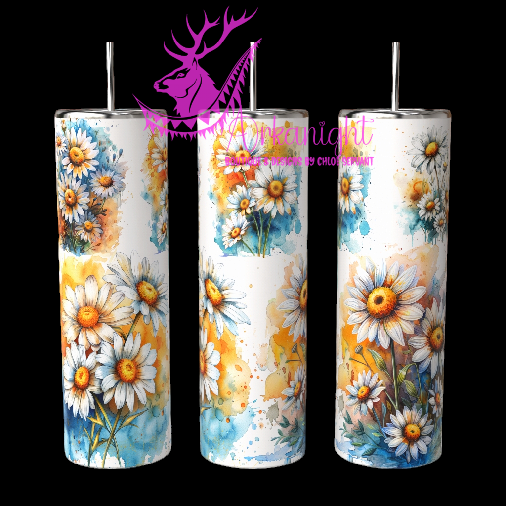 Gourde sur commande - Watercolor Daisies