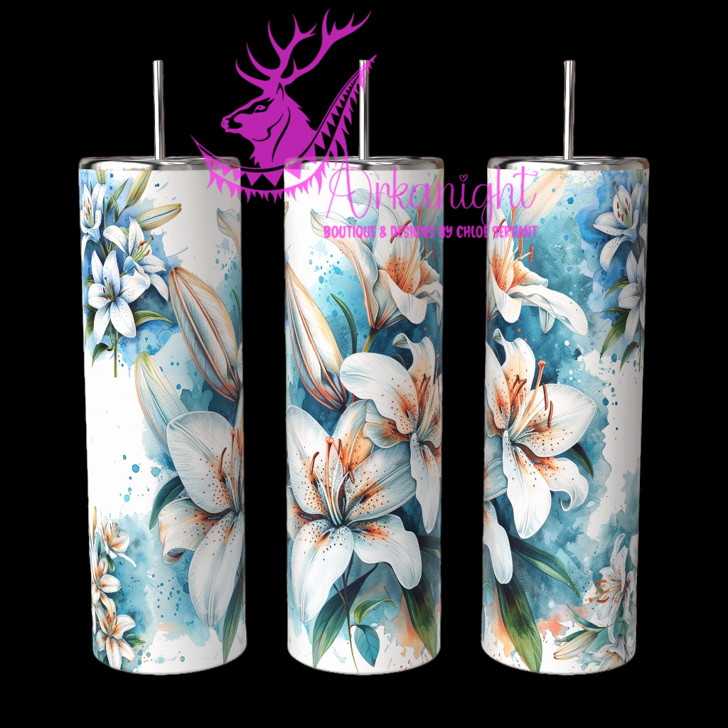 Gourde sur commande - Watercolor White Tiger lilys