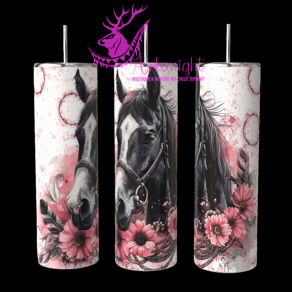 Gourde sur commande - Black Horse - Pink - 02