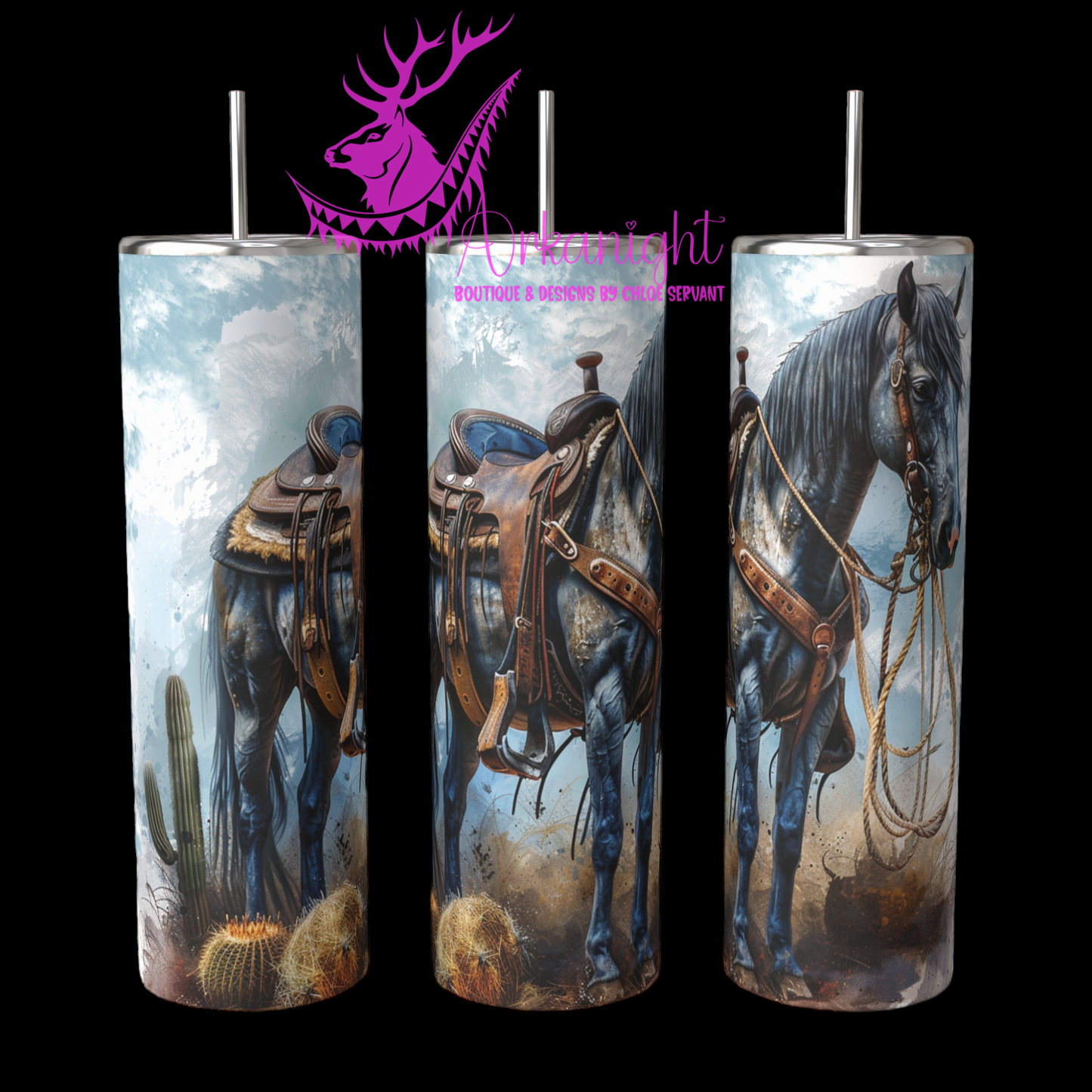 Gourde sur commande - Watercolor Texas Horse