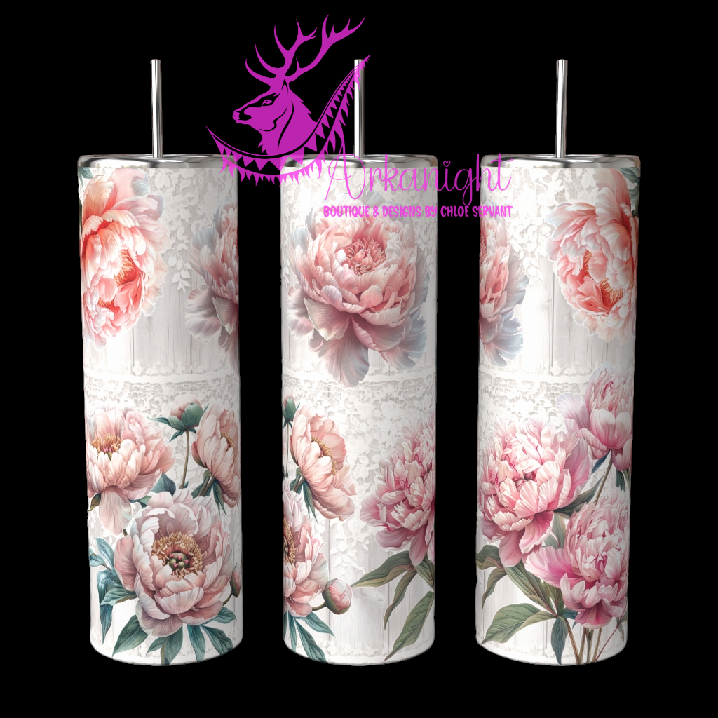 Gourde sur commande - Light Pink Peonies And Lace