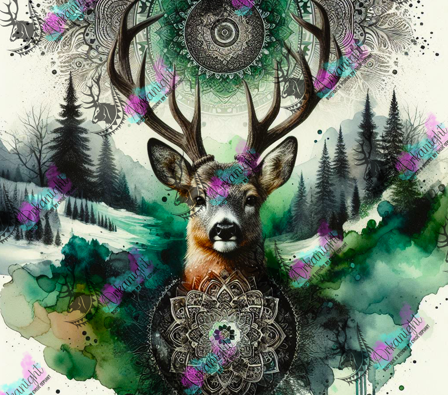 Numérique - Collection Hiver 2024 -Green Boho Winter Deer - 02