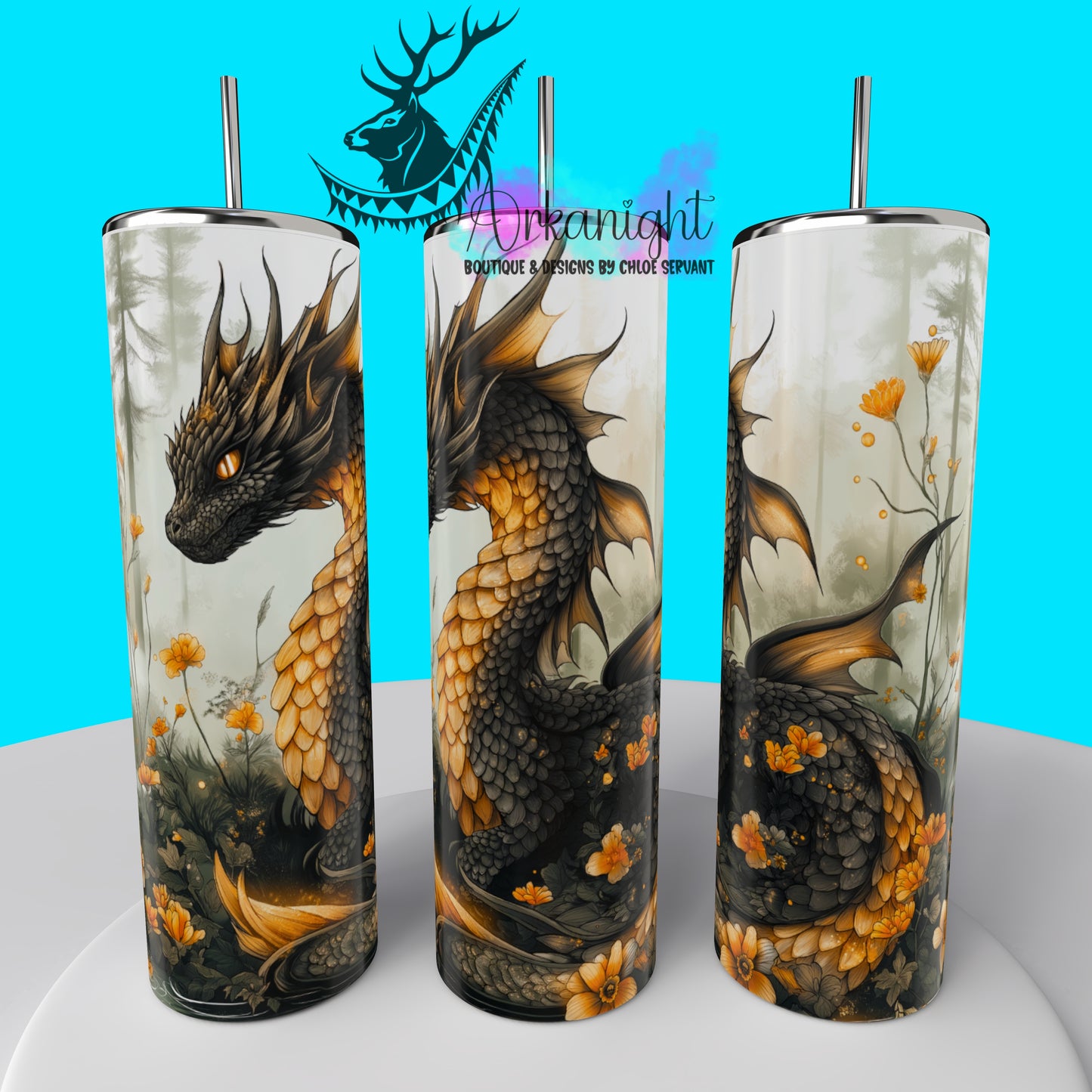 Gourde sur commande - Collection Dragon - Black & Gold