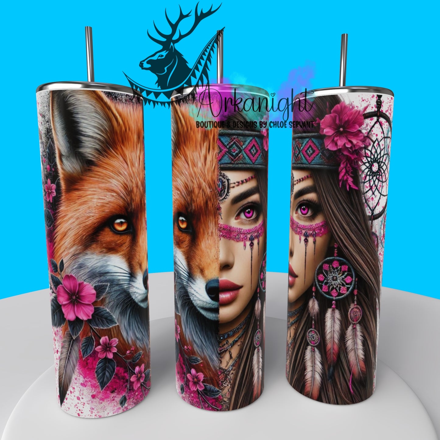 Gourde sur commande - Collection Animal Totem - Fox & Brown Hair