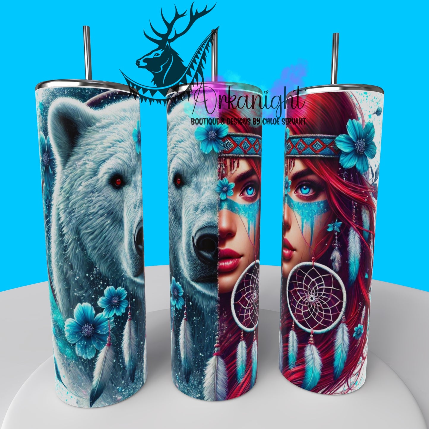 Gourde sur commande - Collection Animal Totem - Polar Bear & Red Hair