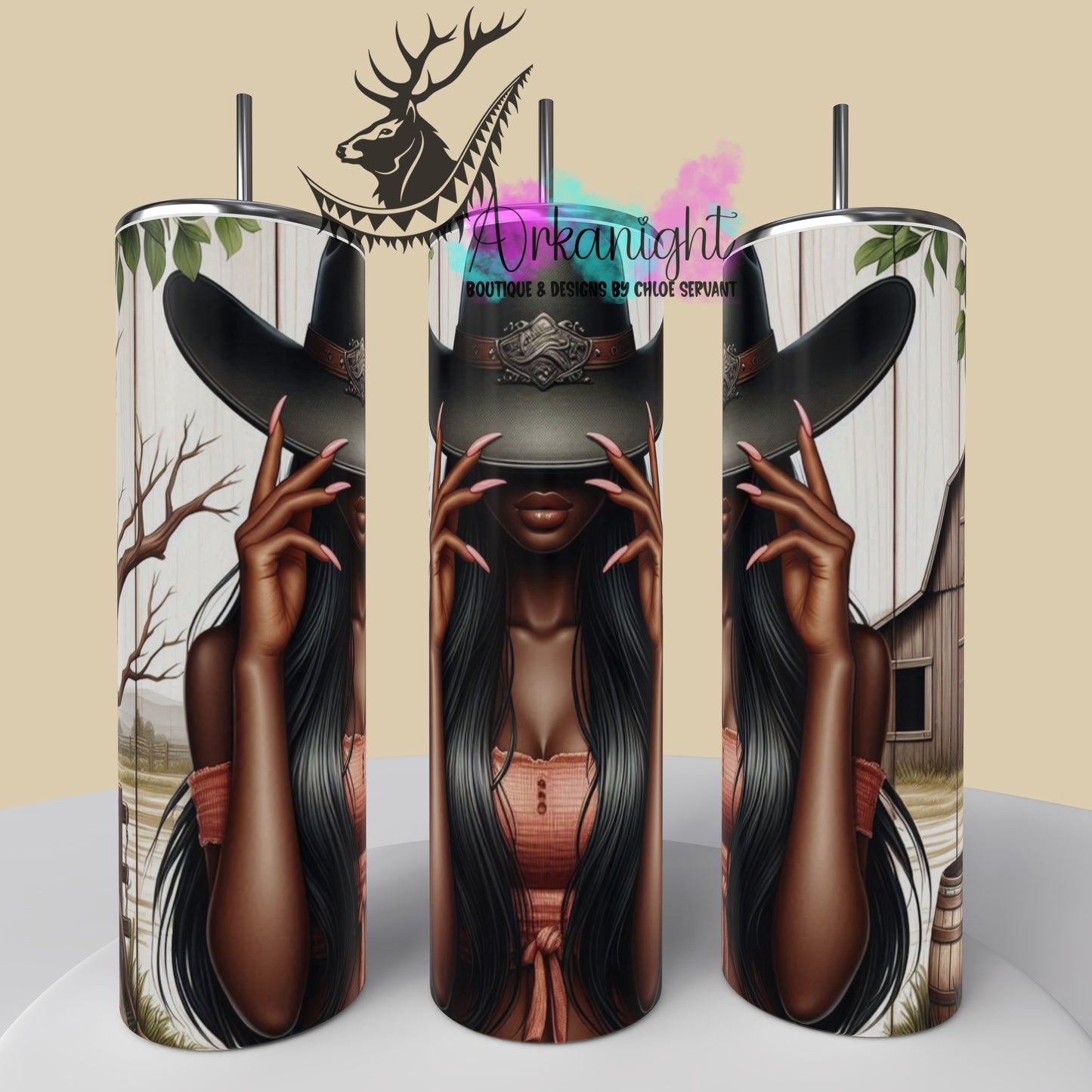 Gourde sur commande - Collection Western 2025 - Cowgirl Noire - 02