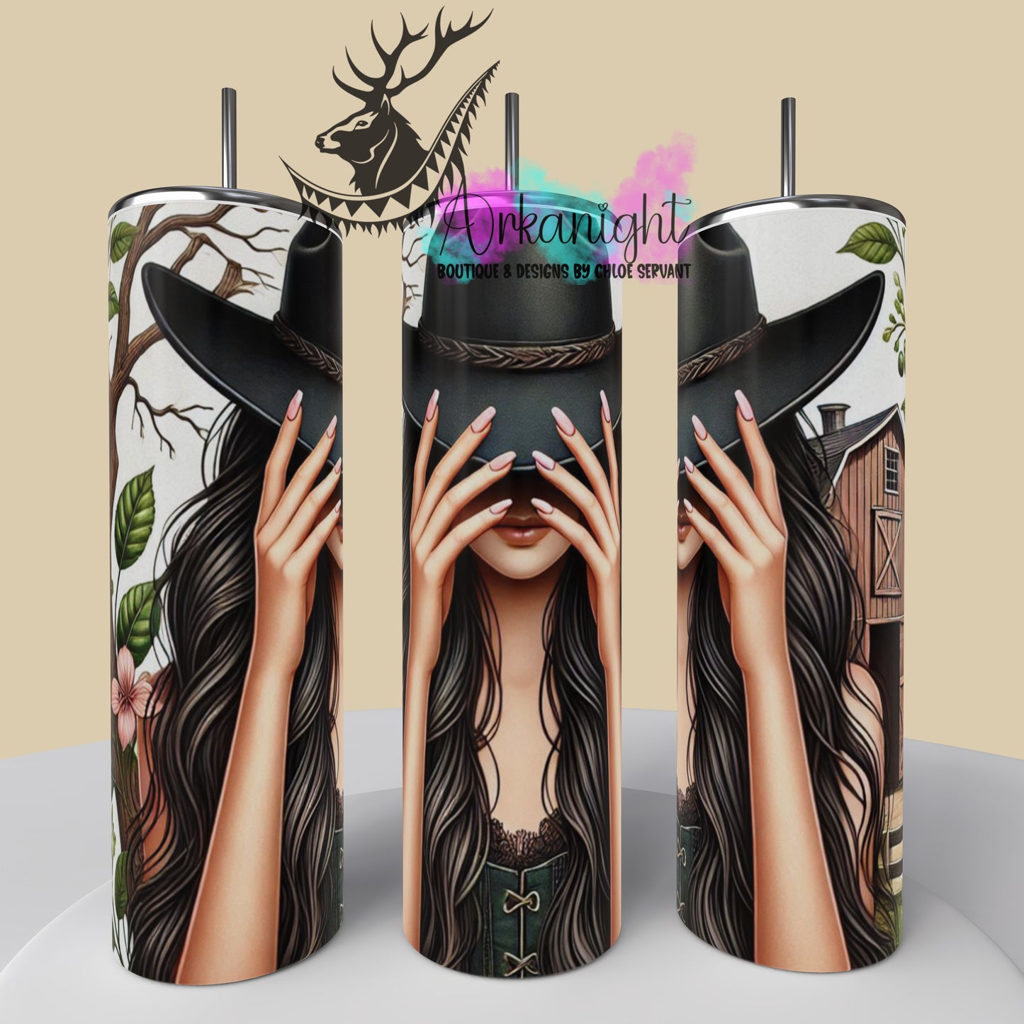 Gourde sur commande - Collection Western 2025 - Cowgirl Noire - 01