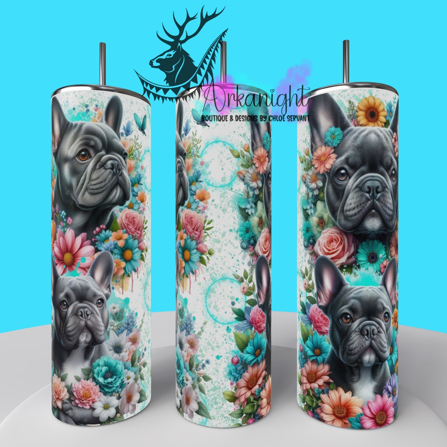 Gourde sur commande - Collection Books & Dogs - French Bulldog - 02
