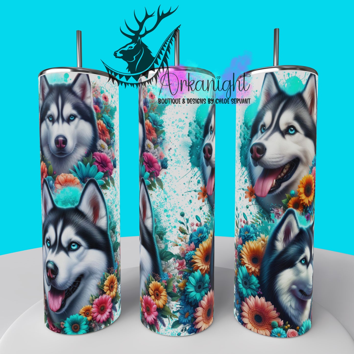 Gourde sur commande - Collection Chien 2025 - Husky Flowers