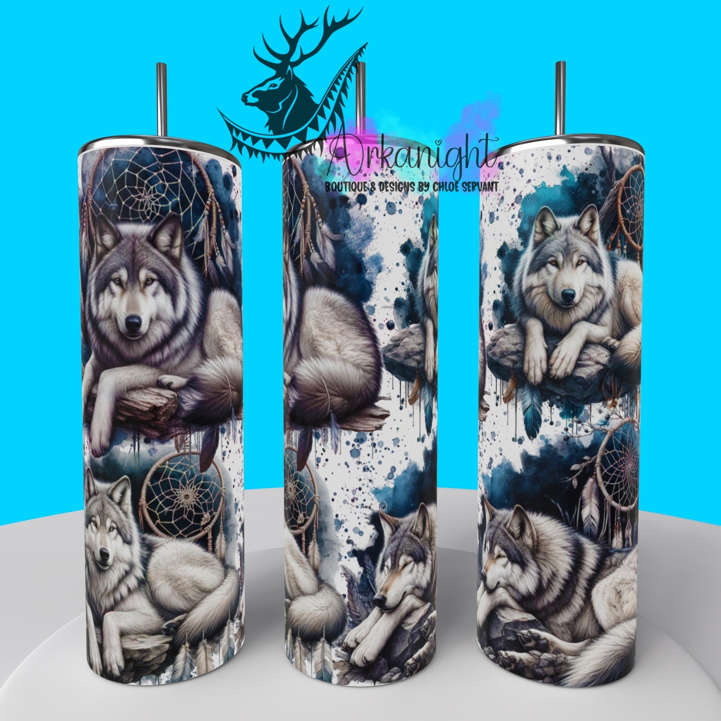 Gourde sur commande - Collection animals on rocks - Grey Wolf