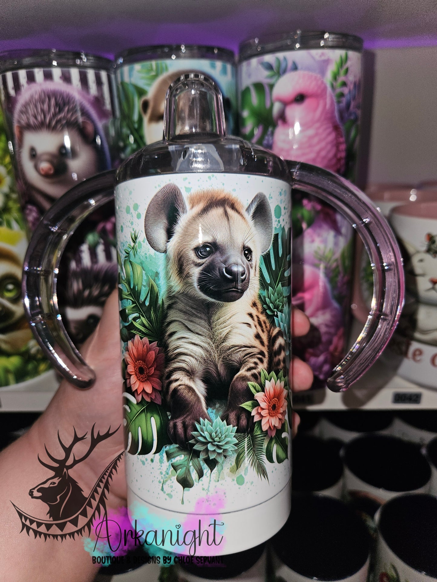 Gourde - Biberon Évolutif sur commande - Monstera & Animals - Hyène