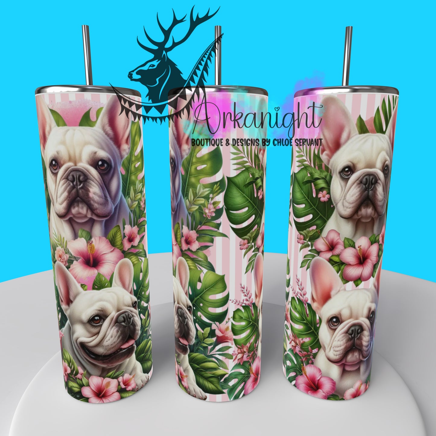 Gourde sur commande - Collection Monstera & Chien 2025 - French Bulldog - Crème