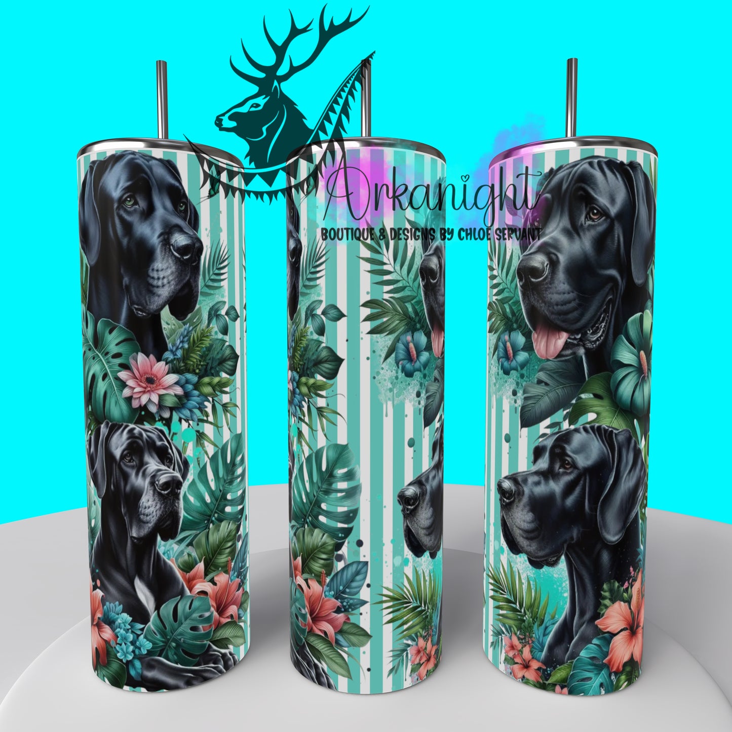 Gourde sur commande - Collection Monstera & Chien 2025 - Grand Danois - Noir
