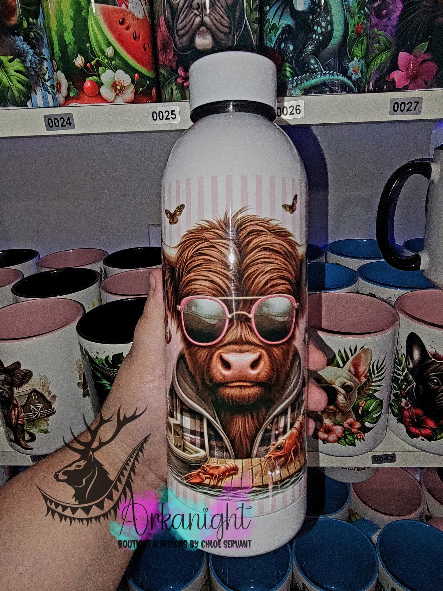 Bouteille d'eau 17 OZ Sur Commande - Isotherme - Pêche aux homards - Rose