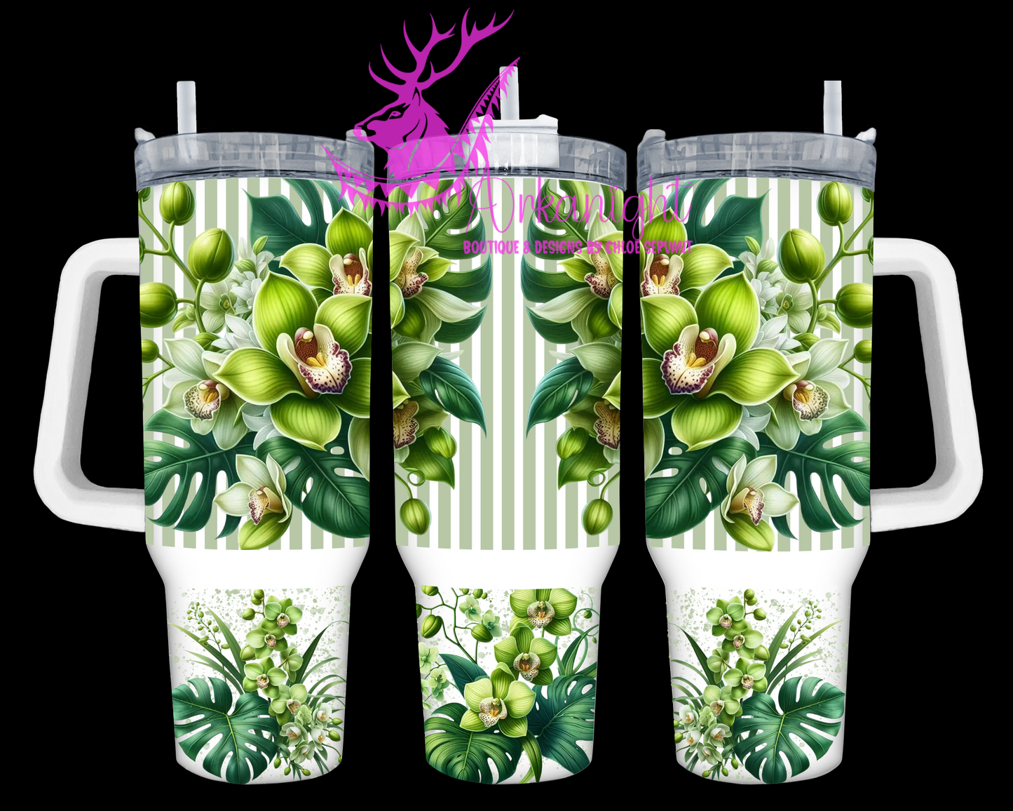 Numérique 40 oz - Collection Monstera & Fleurs - Orchidées Vertes