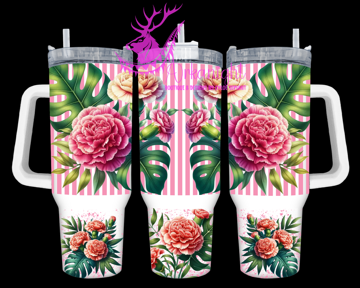 Numérique 40 oz - Collection Monstera & Fleurs - Carnation