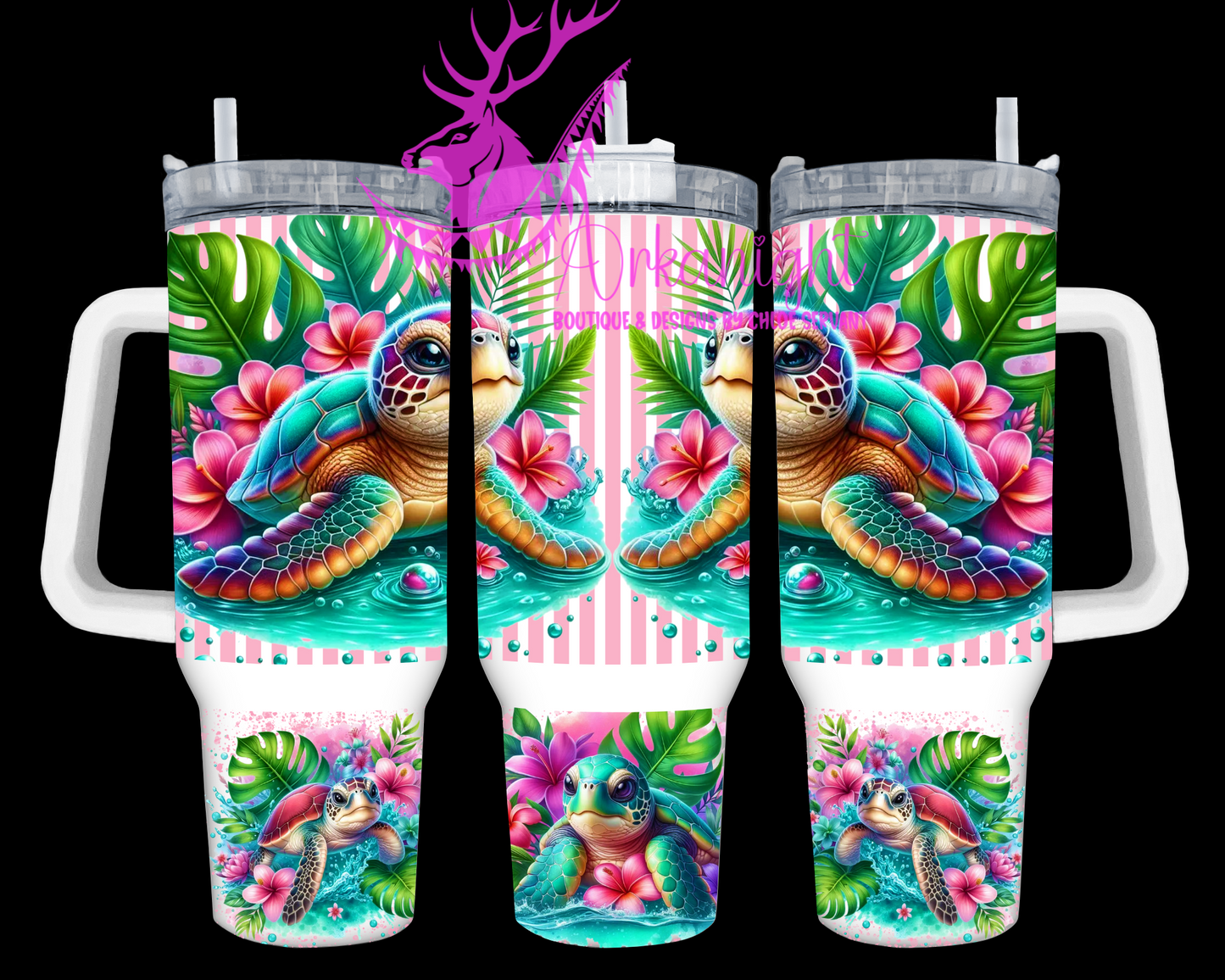 Gourde 40 oz sur commande - Collection Monstera & Animals - Turtle