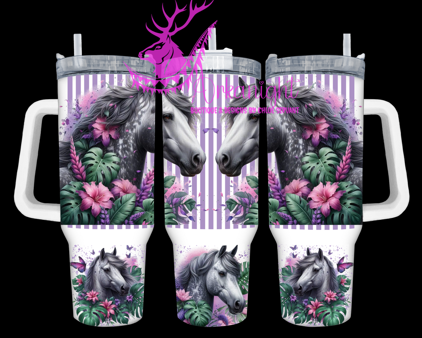 Numérique 40 oz - Collection Monstera & Animals- Grey Horses