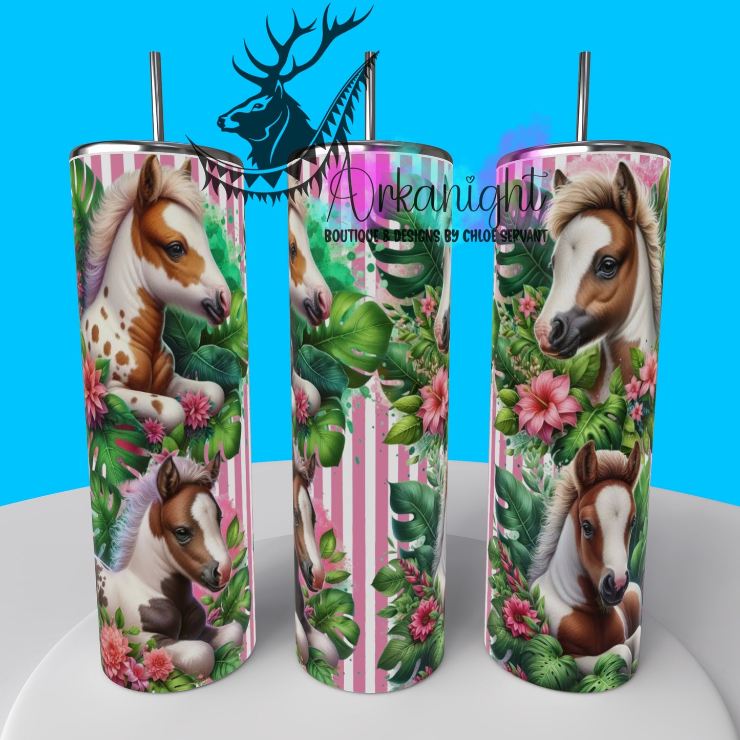 Gourde sur commande - Collection Monstera & Animals - Poulain Paint Horse