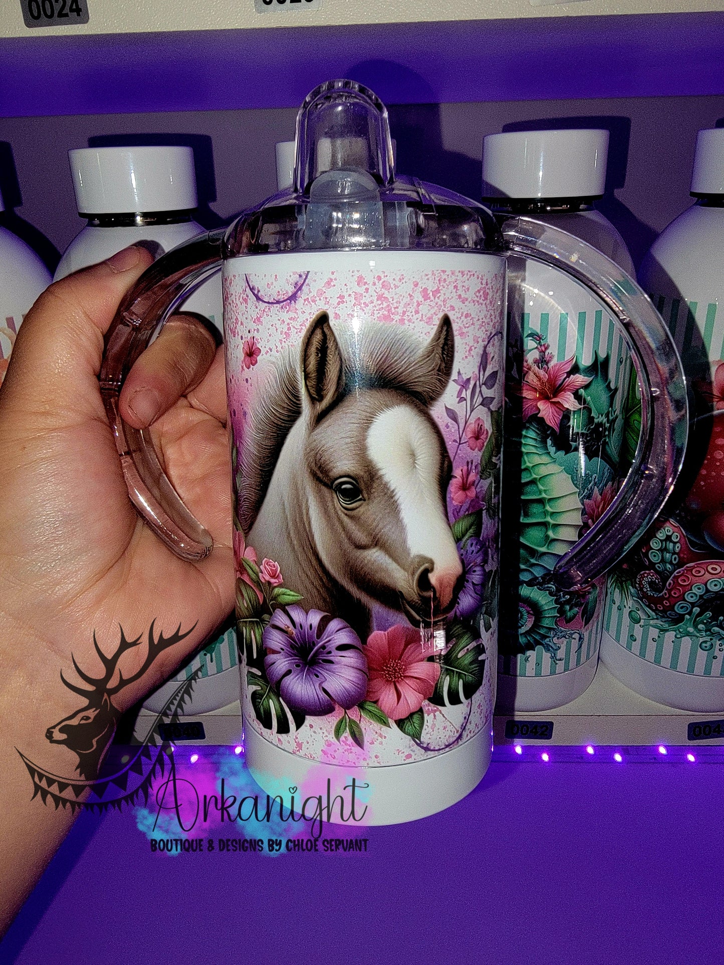 Gourde - Biberon Évolutif sur commande - Monstera & Animals - Poulain Gris