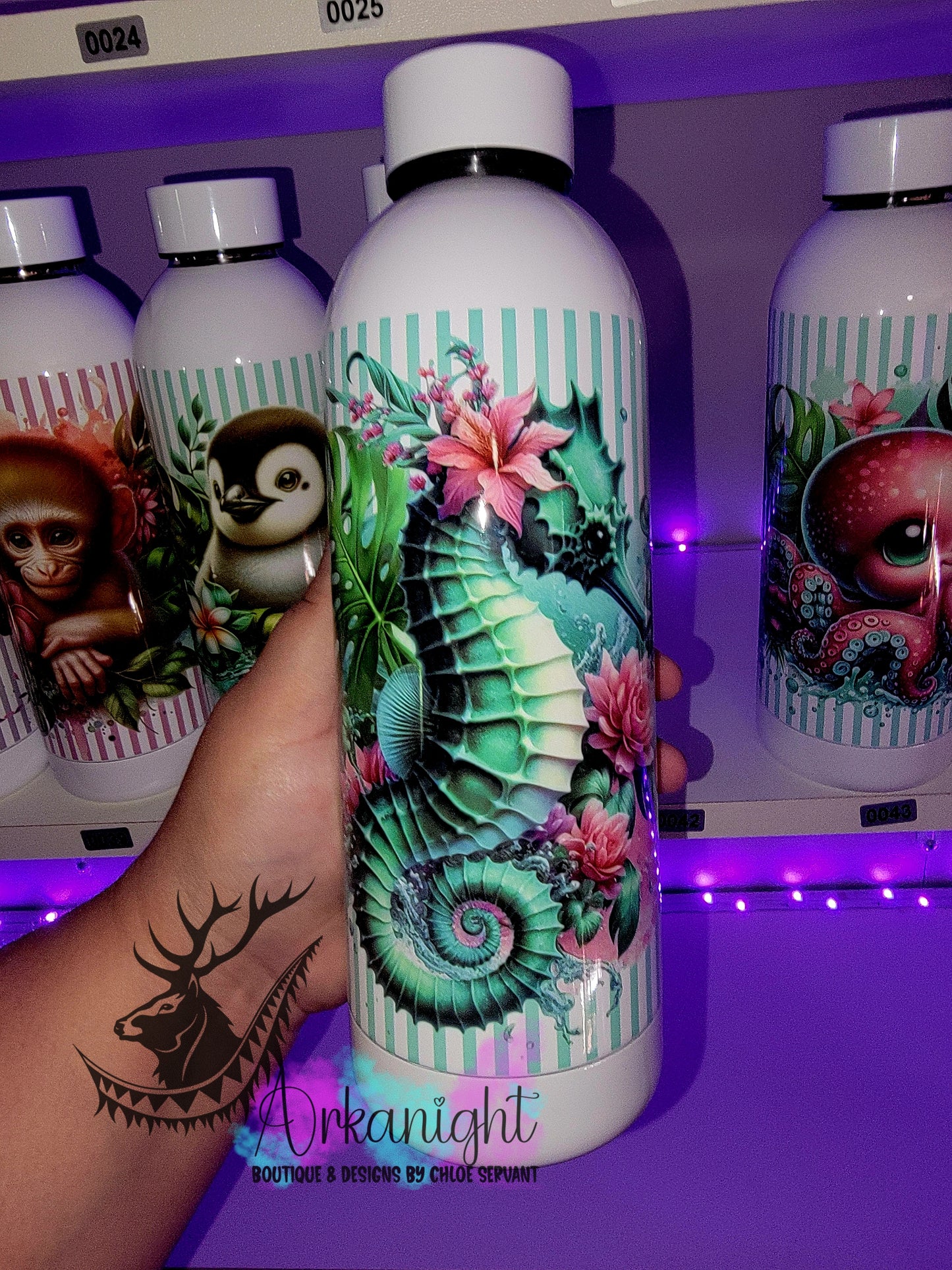 Bouteille d'eau 17 OZ Sur Commande - Isotherme - Monstera & Animals - Hippocampe