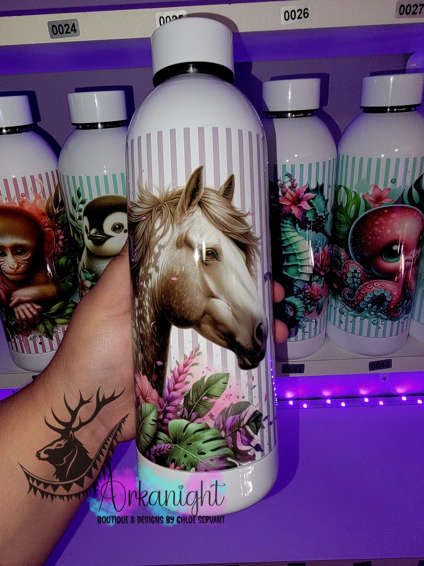 Bouteille d'eau 17 OZ Sur Commande - Isotherme - Monstera & Animals - Cheval Gris