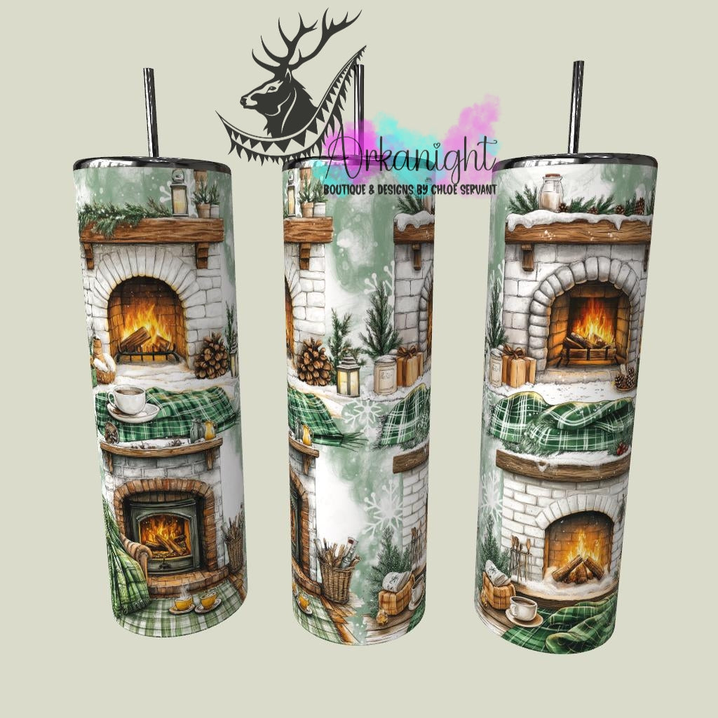 Gourde sur commande - Collection Hiver & Noël 2025 - Cheminée de Noël- Verte