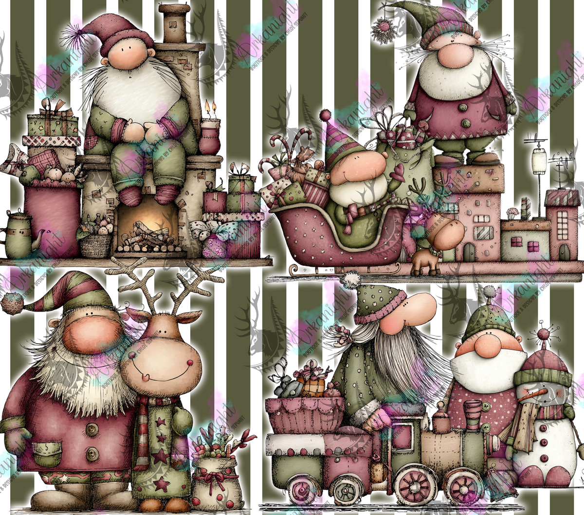 Numérique - Collection Hiver & Noël 2025 Vintage - Papas Noël Festifs -02