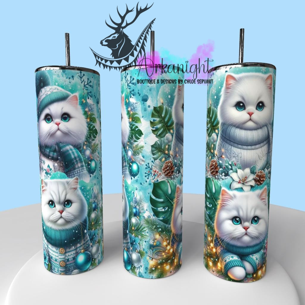 Gourde sur commande - Collection Hiver , Monstera & Chats - Persan Blanc