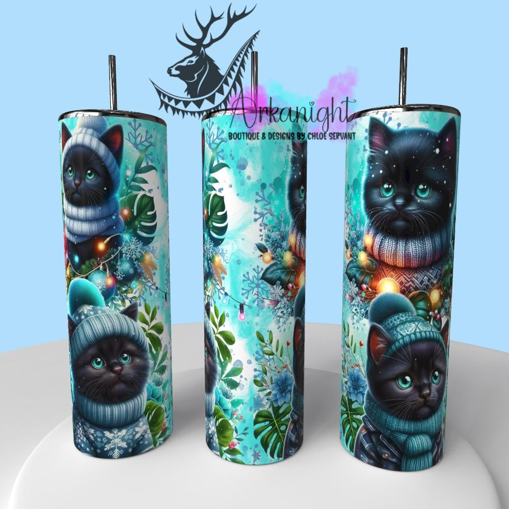 Gourde sur commande - Collection Hiver , Monstera & Chats - Chaton Noir