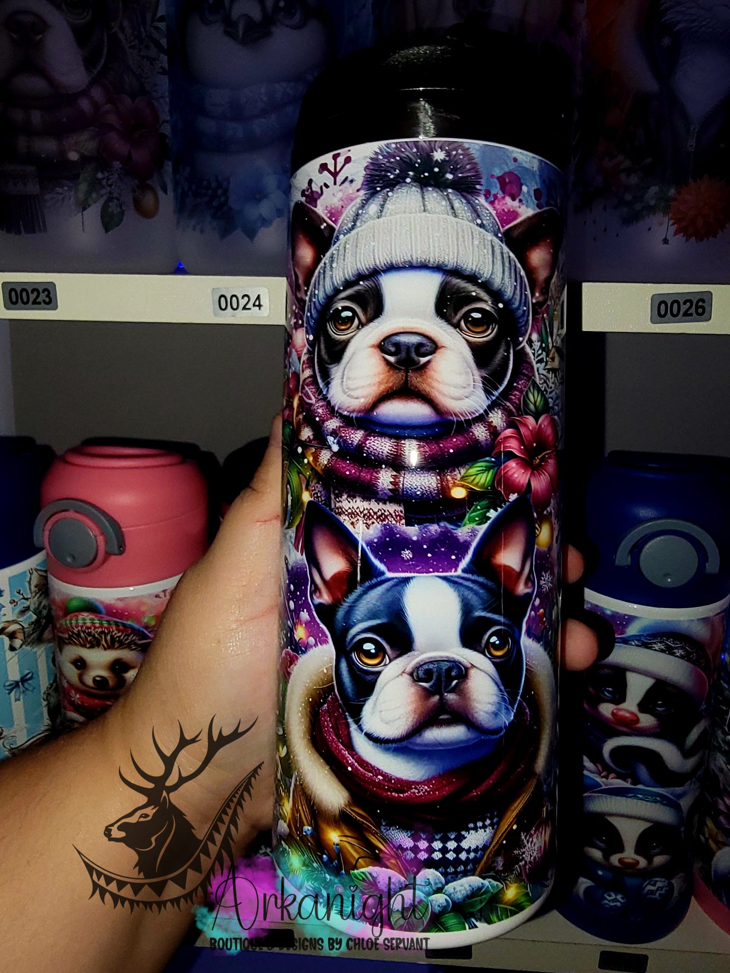 Gourde sur commande - Couvercle à café - 14 oz - Collection Hiver & Noël 2025 - Boston Terrier