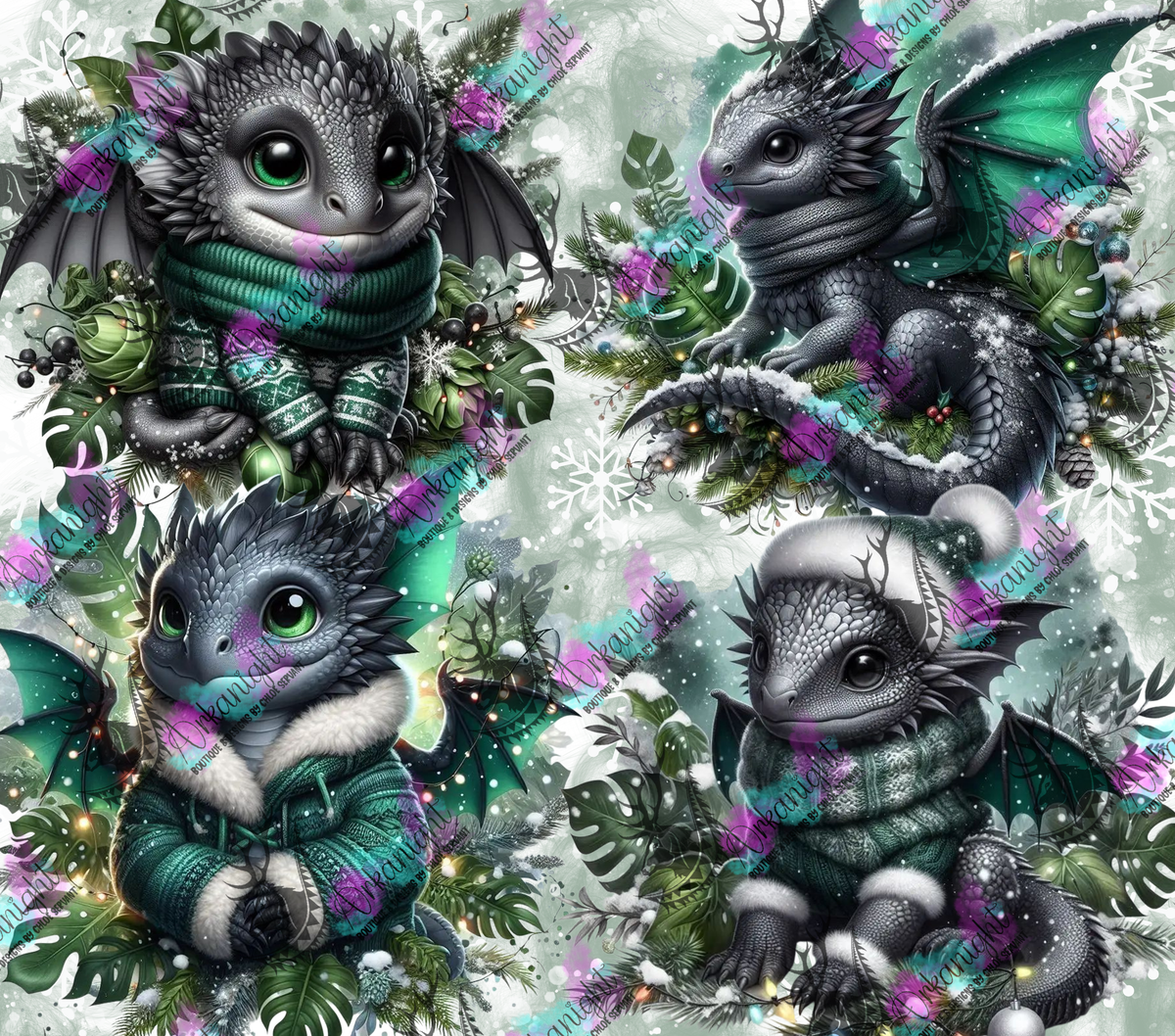 Numérique - Collection Hiver, Monstera & Dragon 2025 - Gris & Vert Forêt