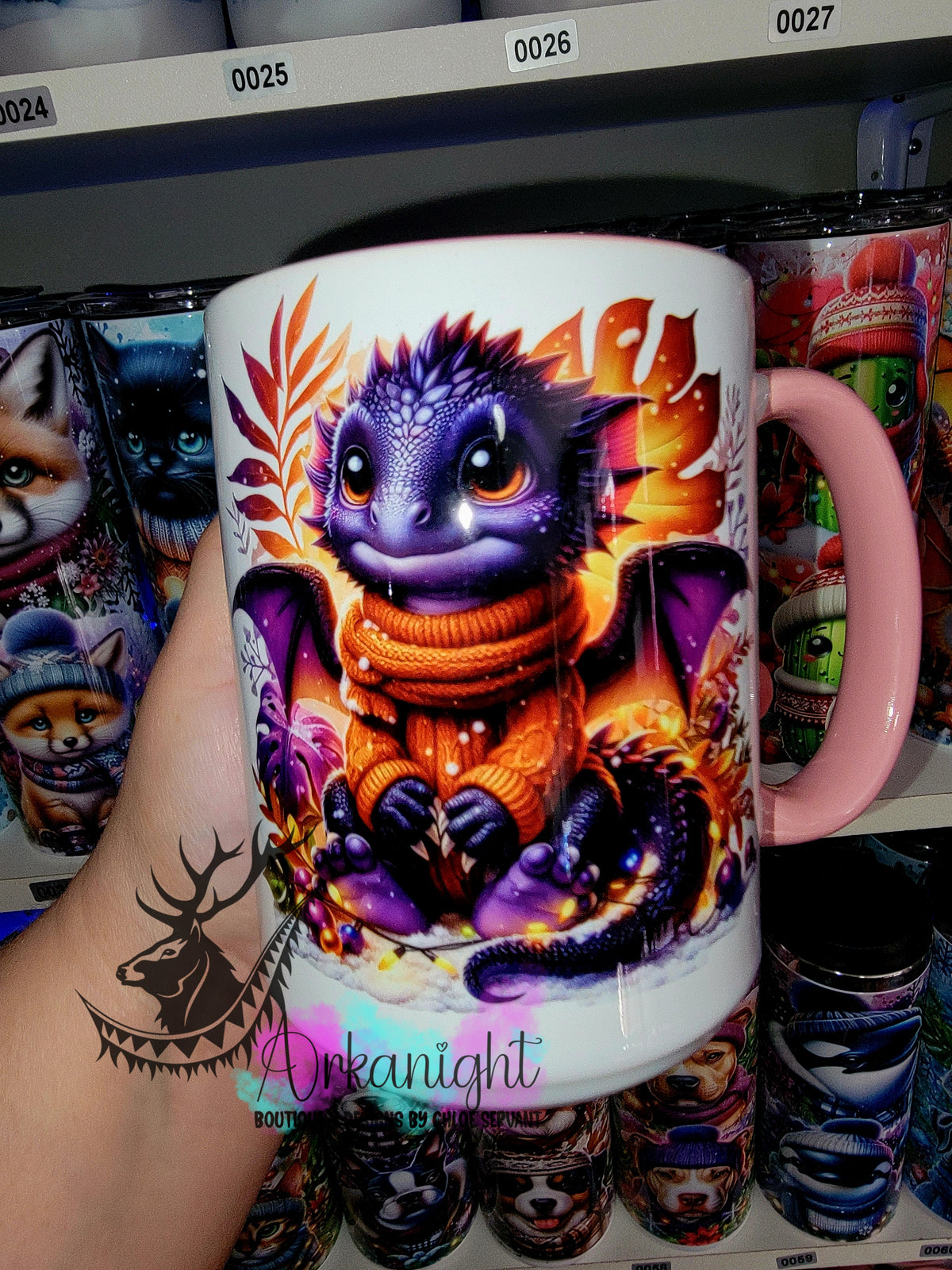 Tasse en céramique sur commande - Collection Hiver 2025 - Dragon Mauve & Orange