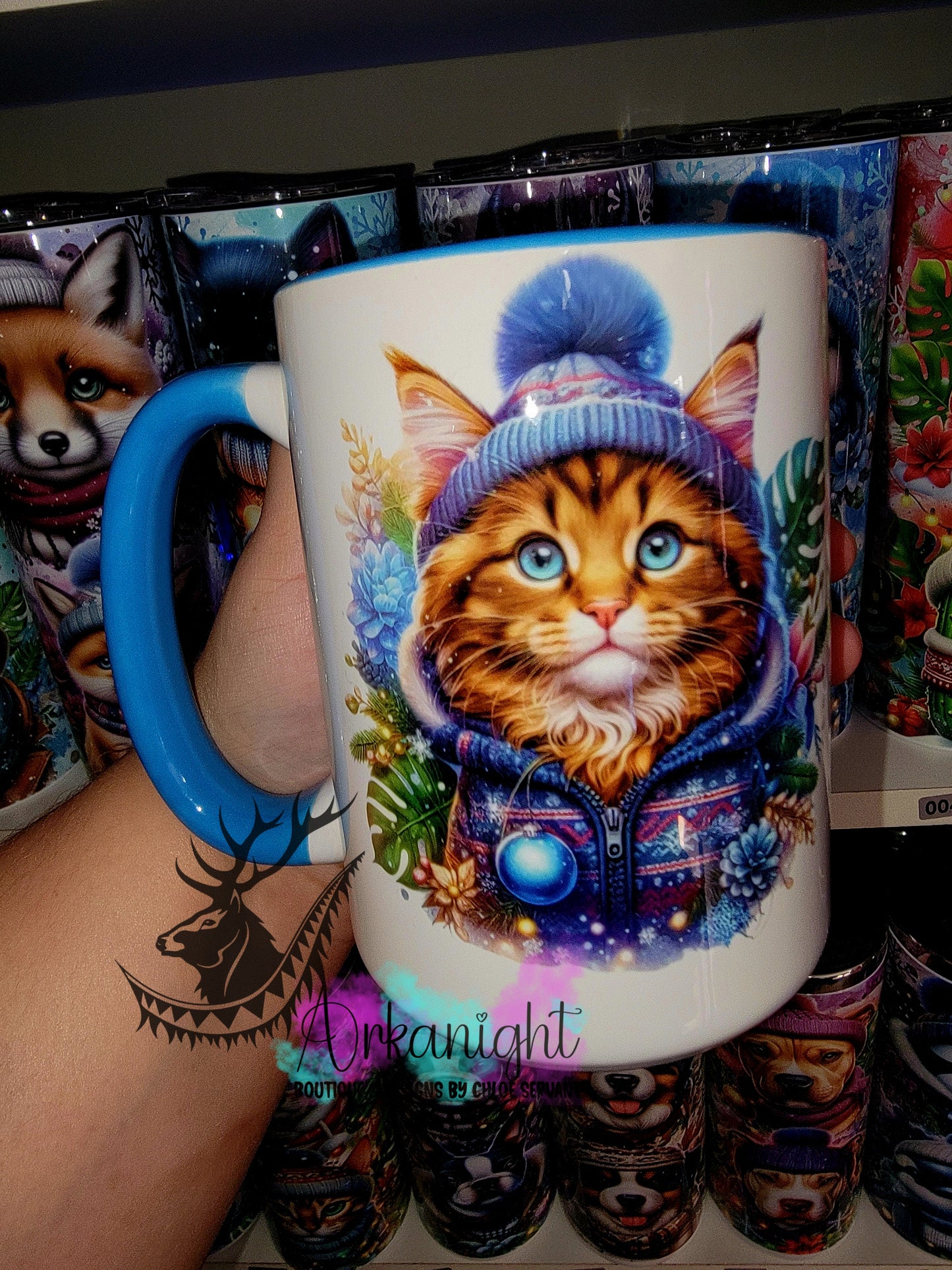 Tasse en céramique sur commande - Collection Hiver 2025 - Chaton Maine Coon Tigré Brun