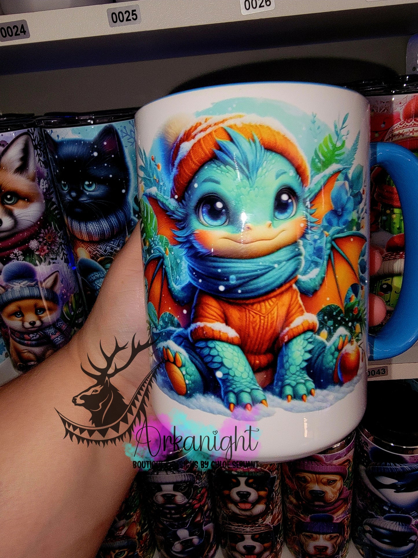 Tasse en céramique sur commande - Collection Hiver 2025 - Dragon Turquoise & Orange