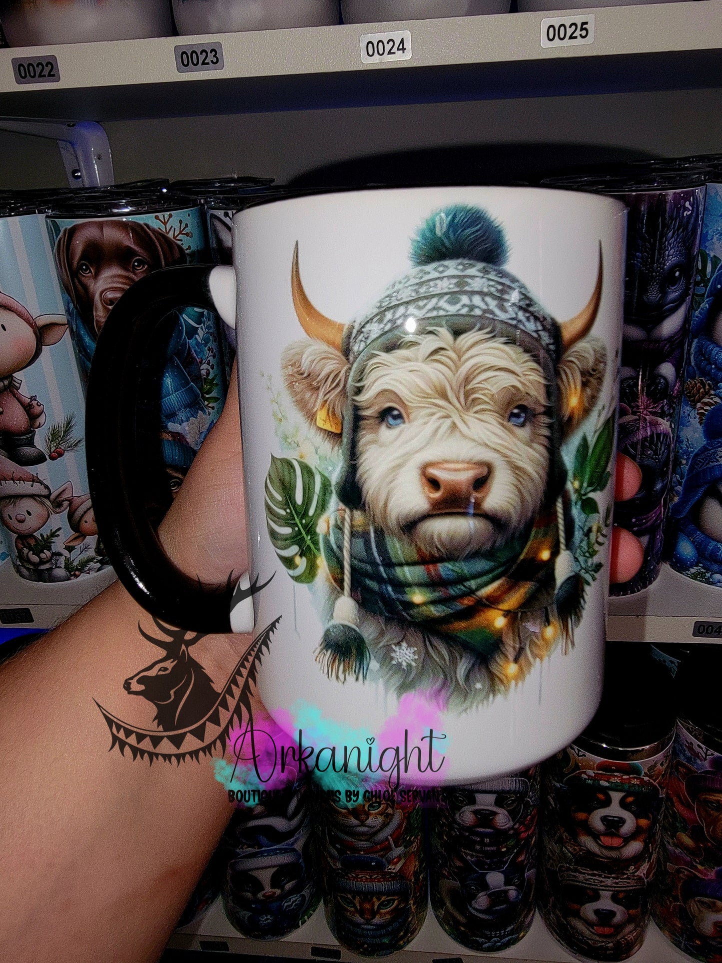 Tasse en céramique sur commande - Collection Hiver 2025 - Vache Highland Crème