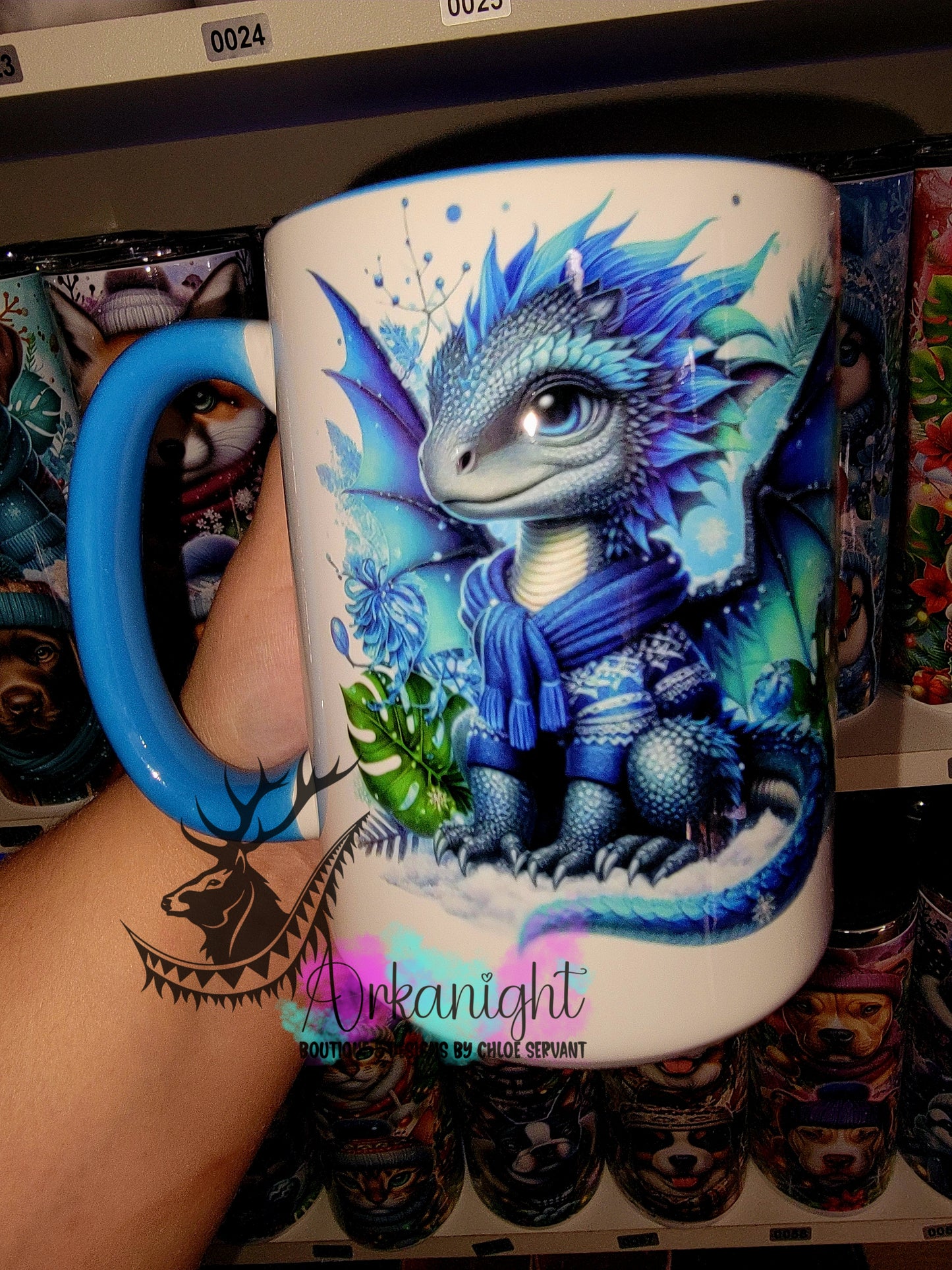 Tasse en céramique sur commande - Collection Hiver 2025 - Dragon Gris & Turquoise