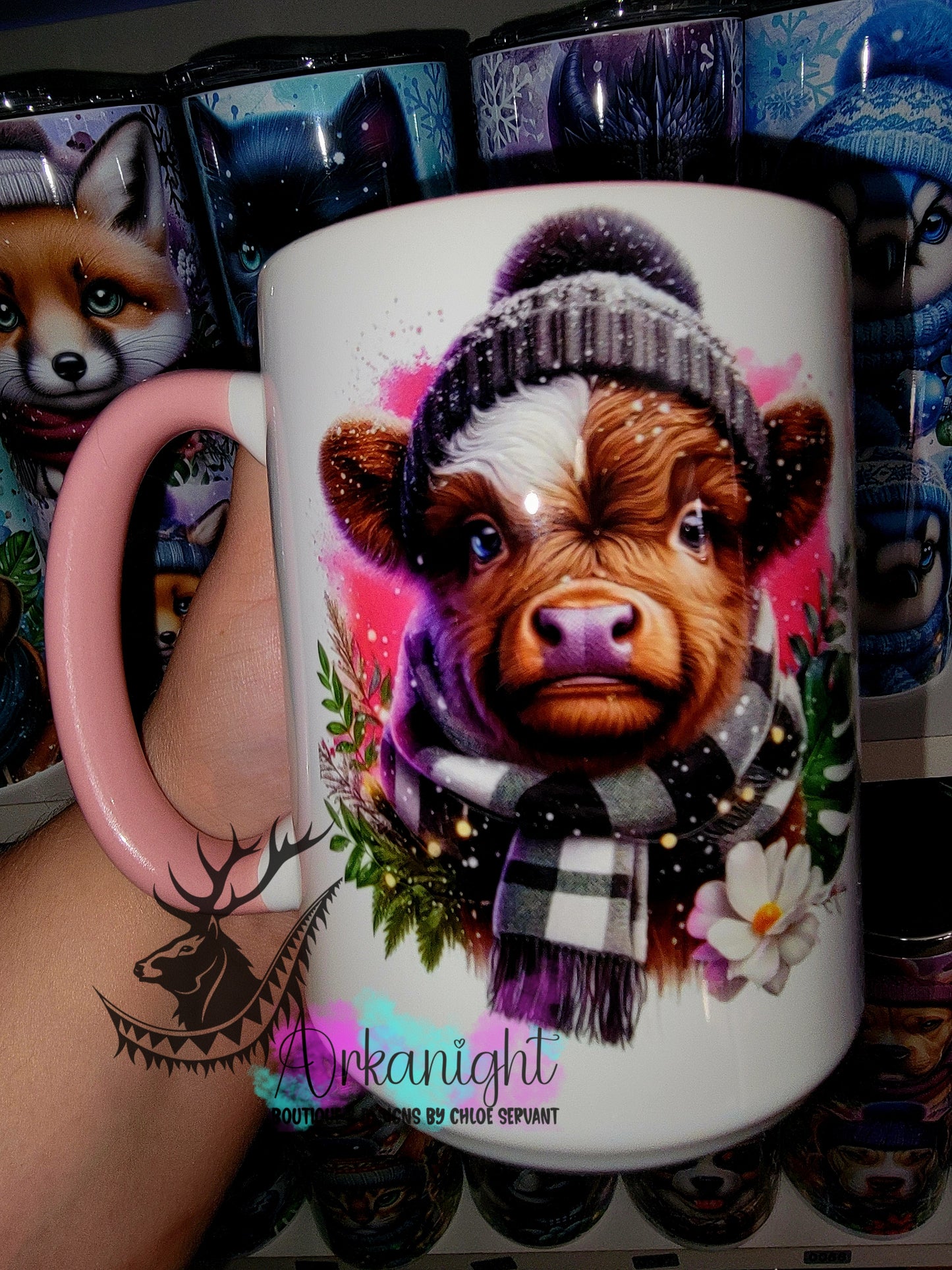 Tasse en céramique sur commande - Collection Hiver 2025 - Bébé Vache Brune & blanche