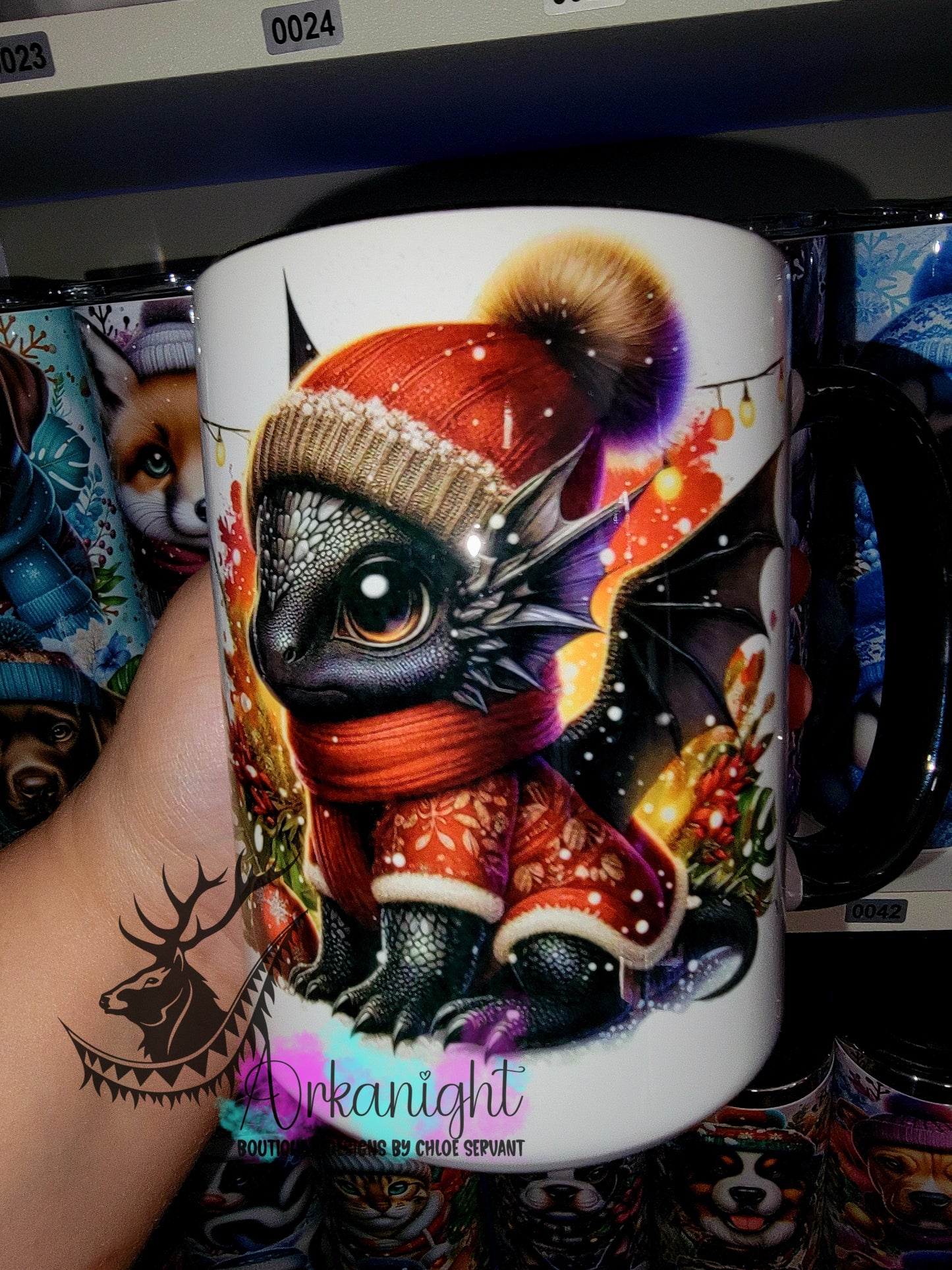 Tasse en céramique sur commande - Collection Hiver 2025 - Dragon Noir & Rouge