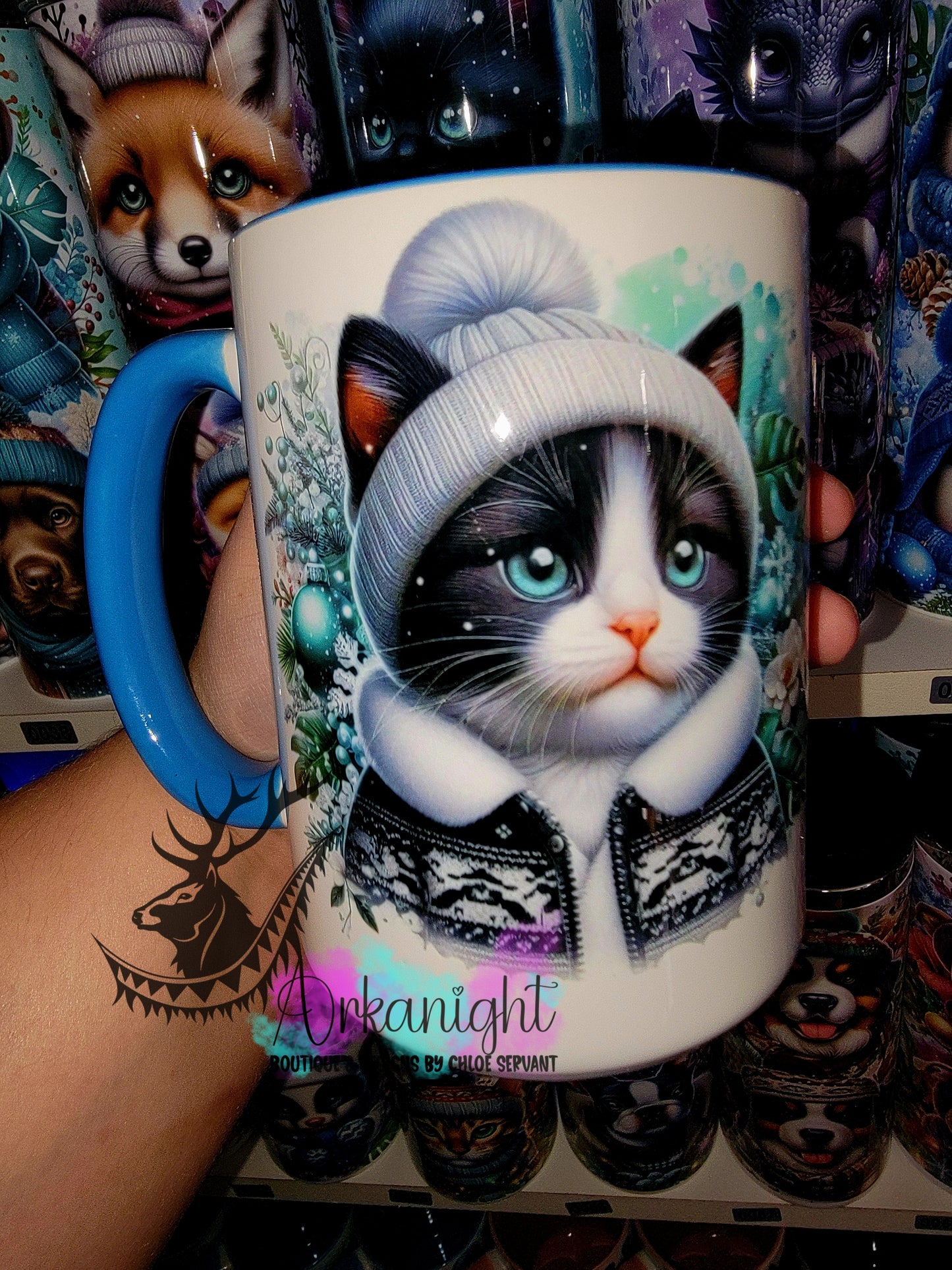Tasse en céramique sur commande - Collection Hiver 2025 - Chaton Blanc & Noir