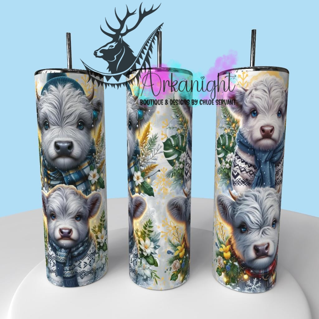 Gourde sur commande - Collection Hiver & Animals 2025 - Vache Highland Grise