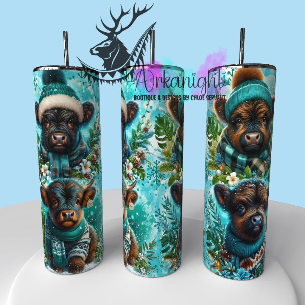 Gourde sur commande - Collection Hiver & Animals 2025 - Vache Highland Noir & Brun Chocolat