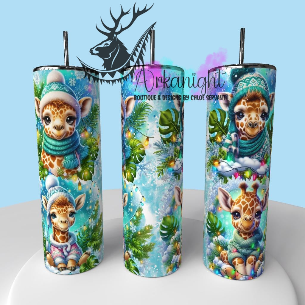 Gourde sur commande - Collection Hiver & Animals 2025 - Giraffe Turquoise