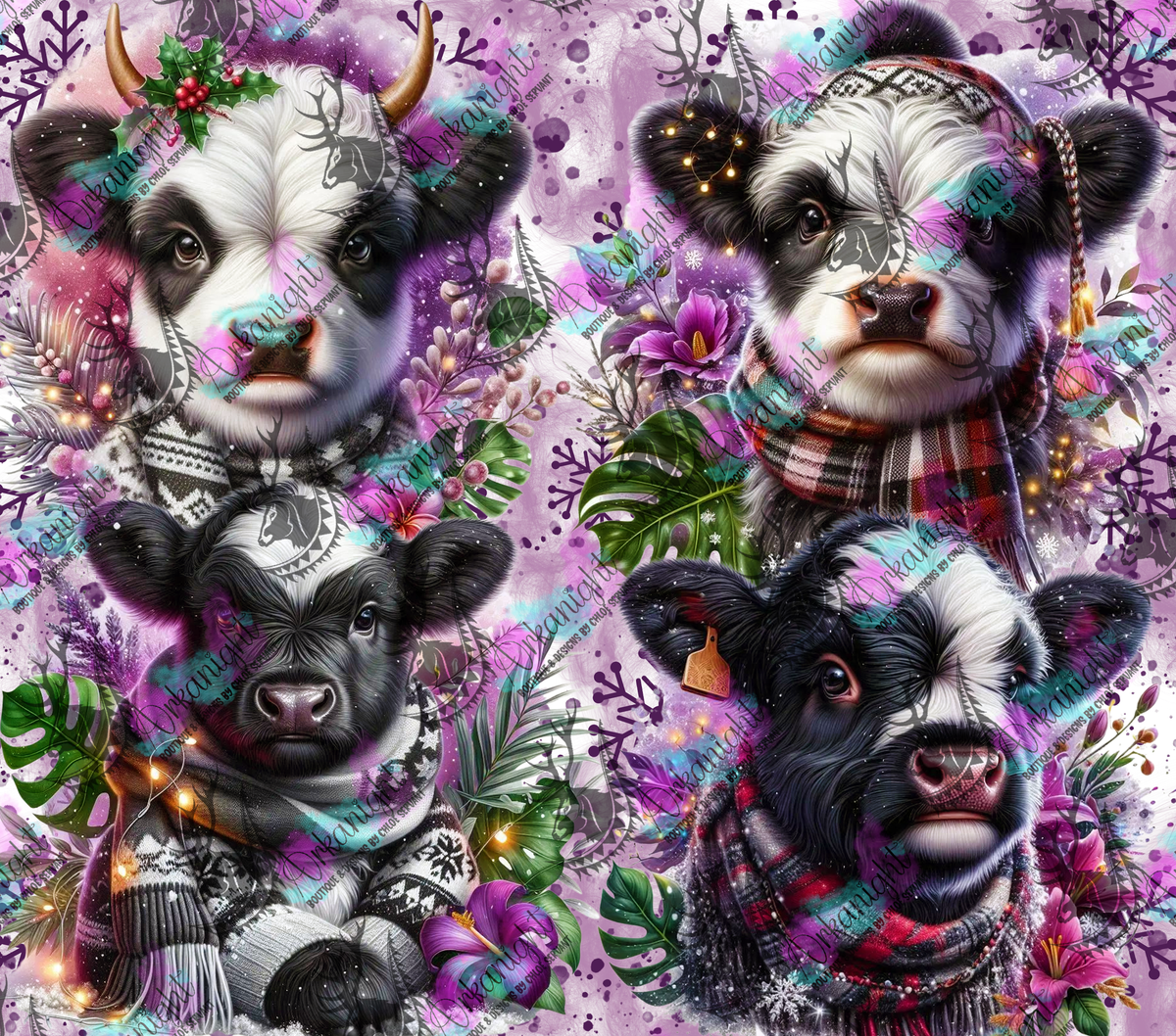Numérique - Collection Hiver & Animals 2025 - Vache Highland Noir & Blanche